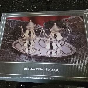 FAO Schwarz International Silver Company Mini Coffee and Tea Set Wrapped in Box!